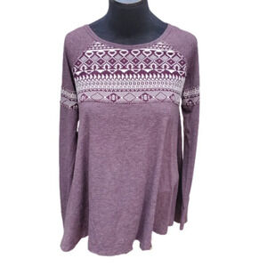 MOSSIMO Long Sleeves Burgundy Top S